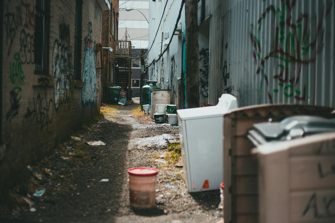polluted alley in a city