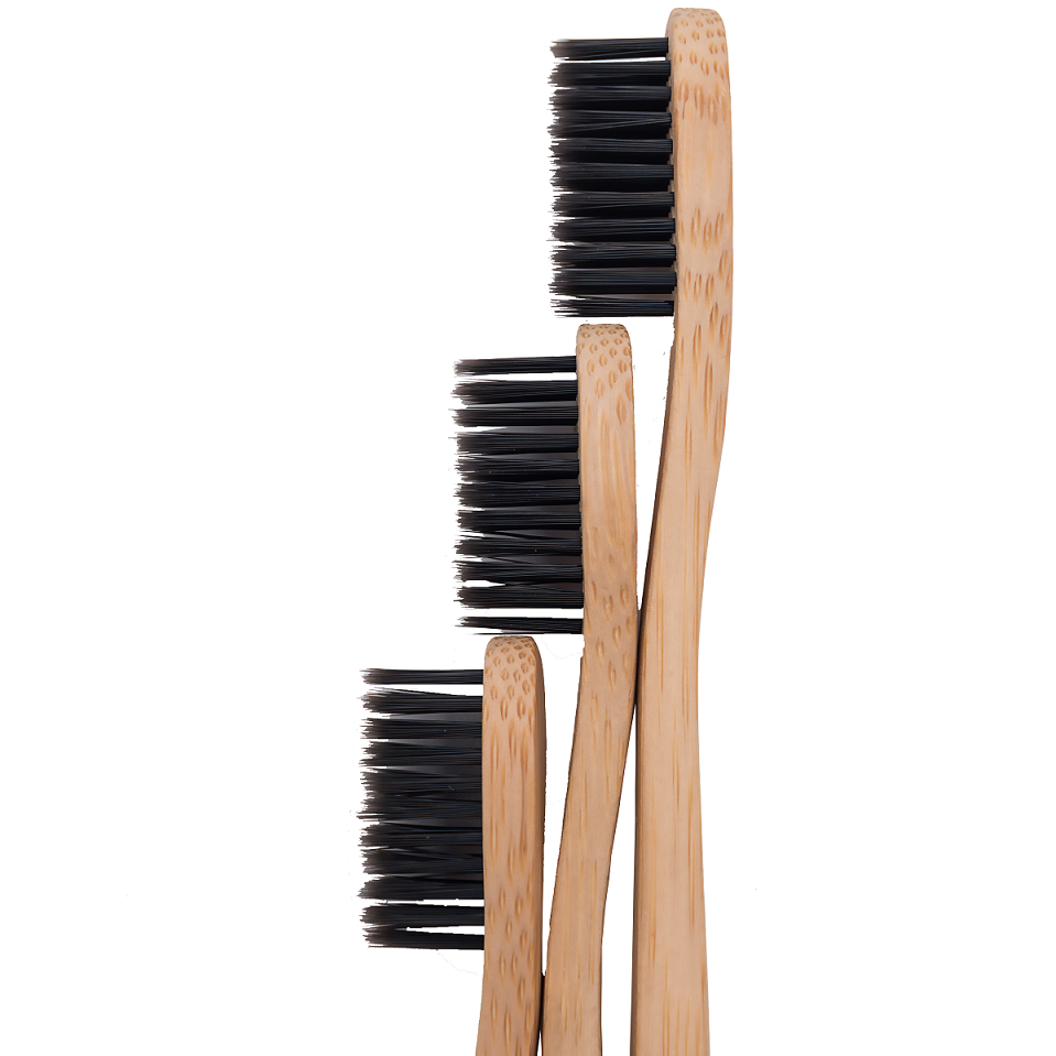 3x Bamboo Toothbrush with Charcoal Fibre Bristles - SWOP - shop without plastic